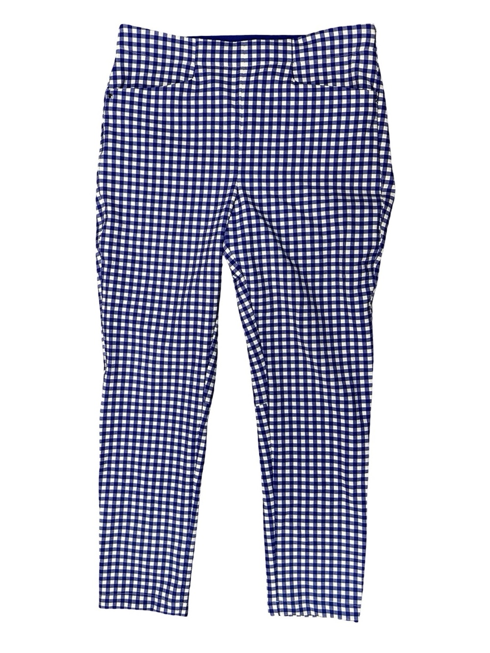 RLX Ralph Lauren Sport Blue White Gingham Slim Ankle Pants Size 8 Golf Preppy
